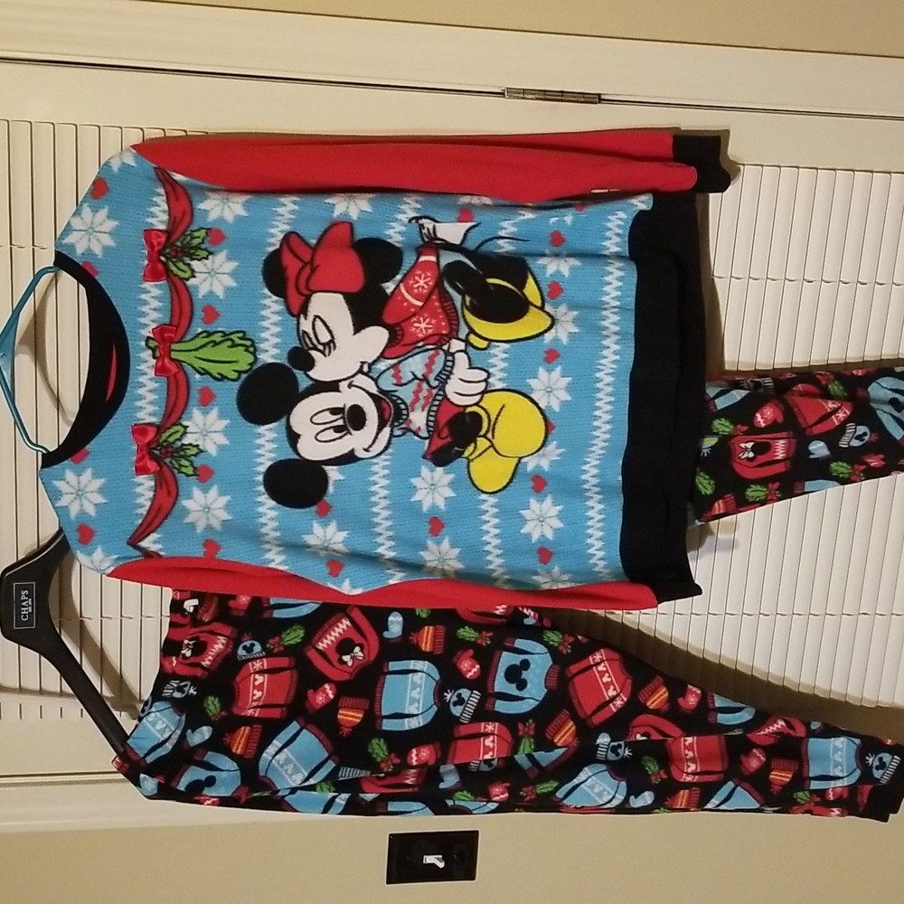 Womens Mickey & Minnie Holiday 2 PC Pajamas - Picture 1 of 5